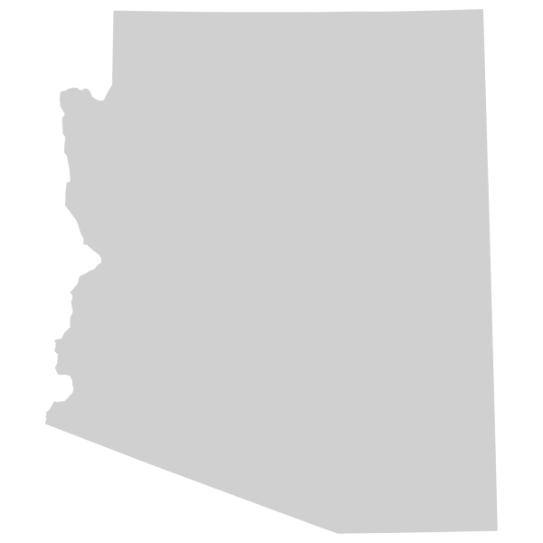 A grey map showing the outline of the state of Arizona.